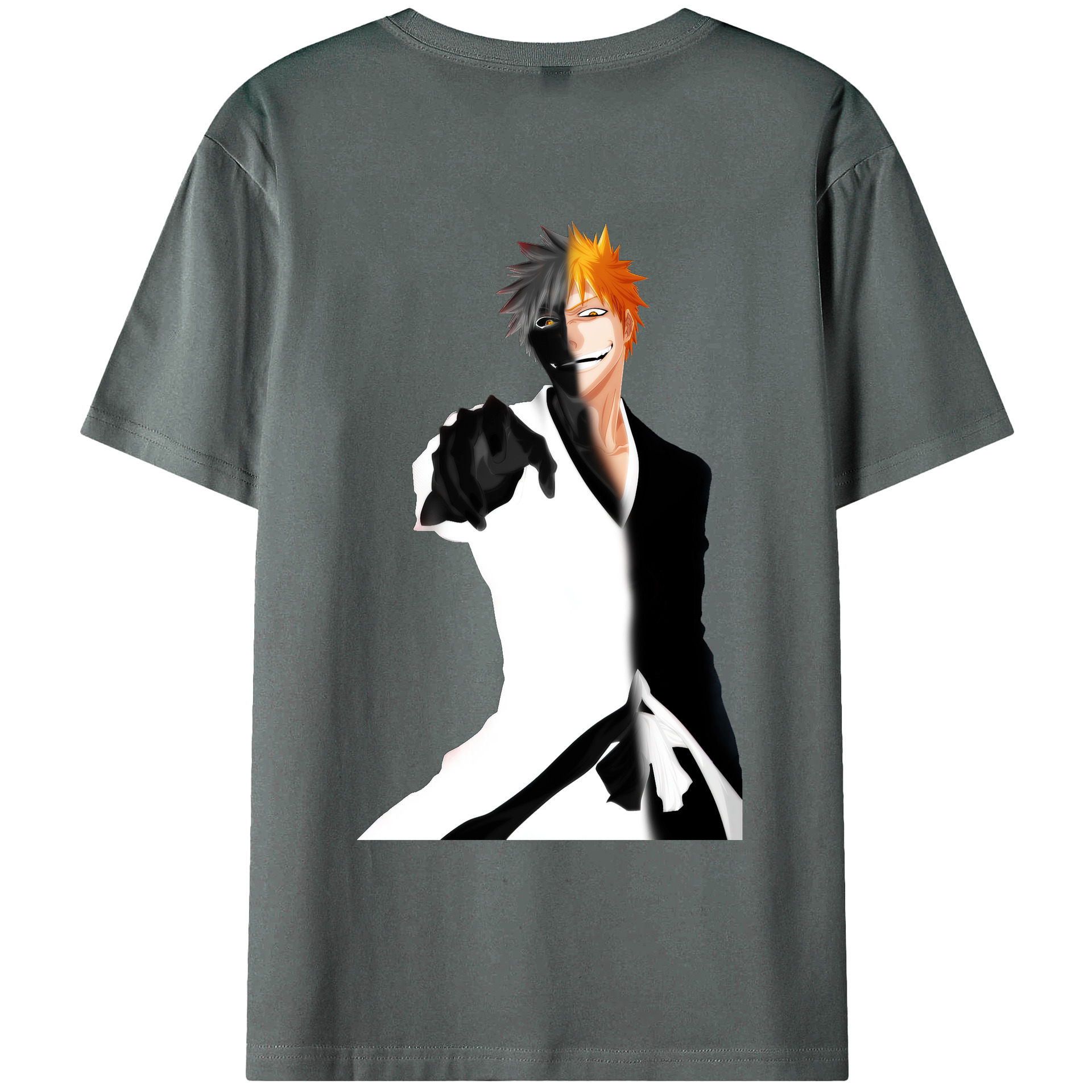 （画像用） ブリーチ 黒崎一護（くろさき いちご）BLEACH Kurosaki Ichigo 綿100％ メンズ半袖Tシャツ（バックプリント） 通気性